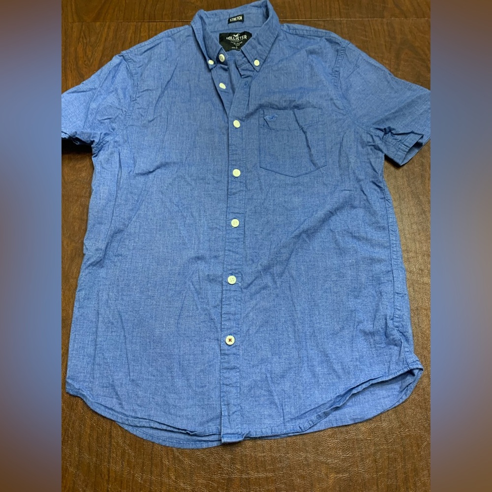 Men’s Hollister Casual Blue Button-Down Shirt Size Small